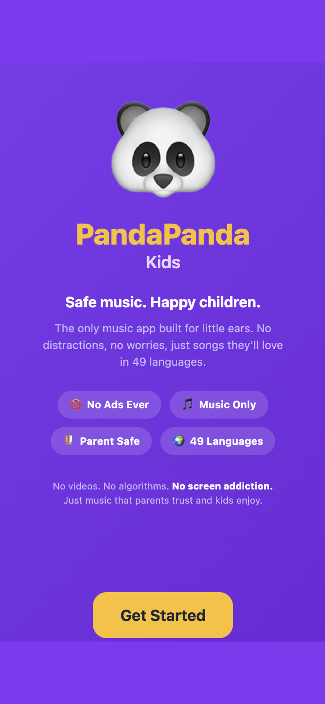 PandaPanda Kids onboarding screen